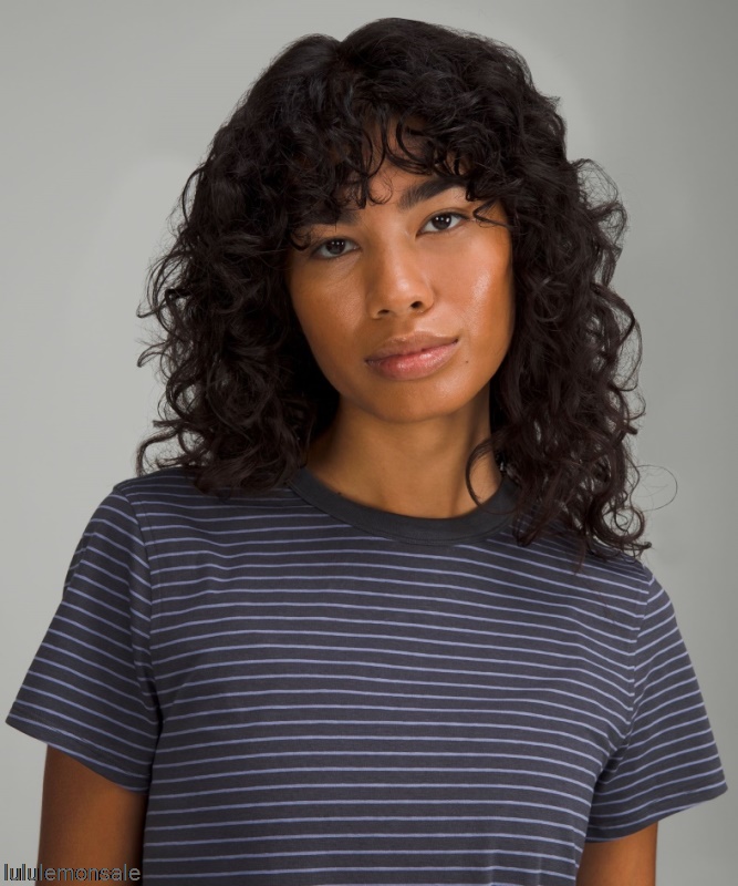 Lululemon Damen DELULU323 | Peri Lila Klassisch Geschnittenes T-shirt Aus Einer Baumwollmischung